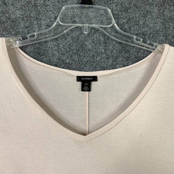 Halogen Stretch Short Sleeve Tee Women XXL Blush Pink Wide V-neck - Picture 3 of 9